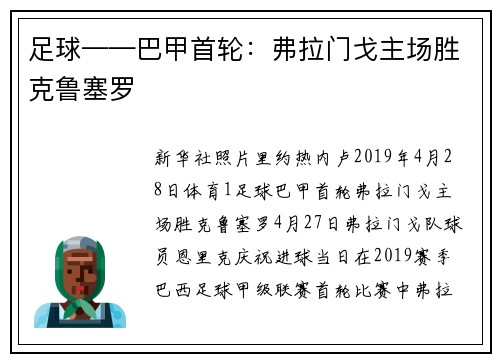 足球——巴甲首轮：弗拉门戈主场胜克鲁塞罗
